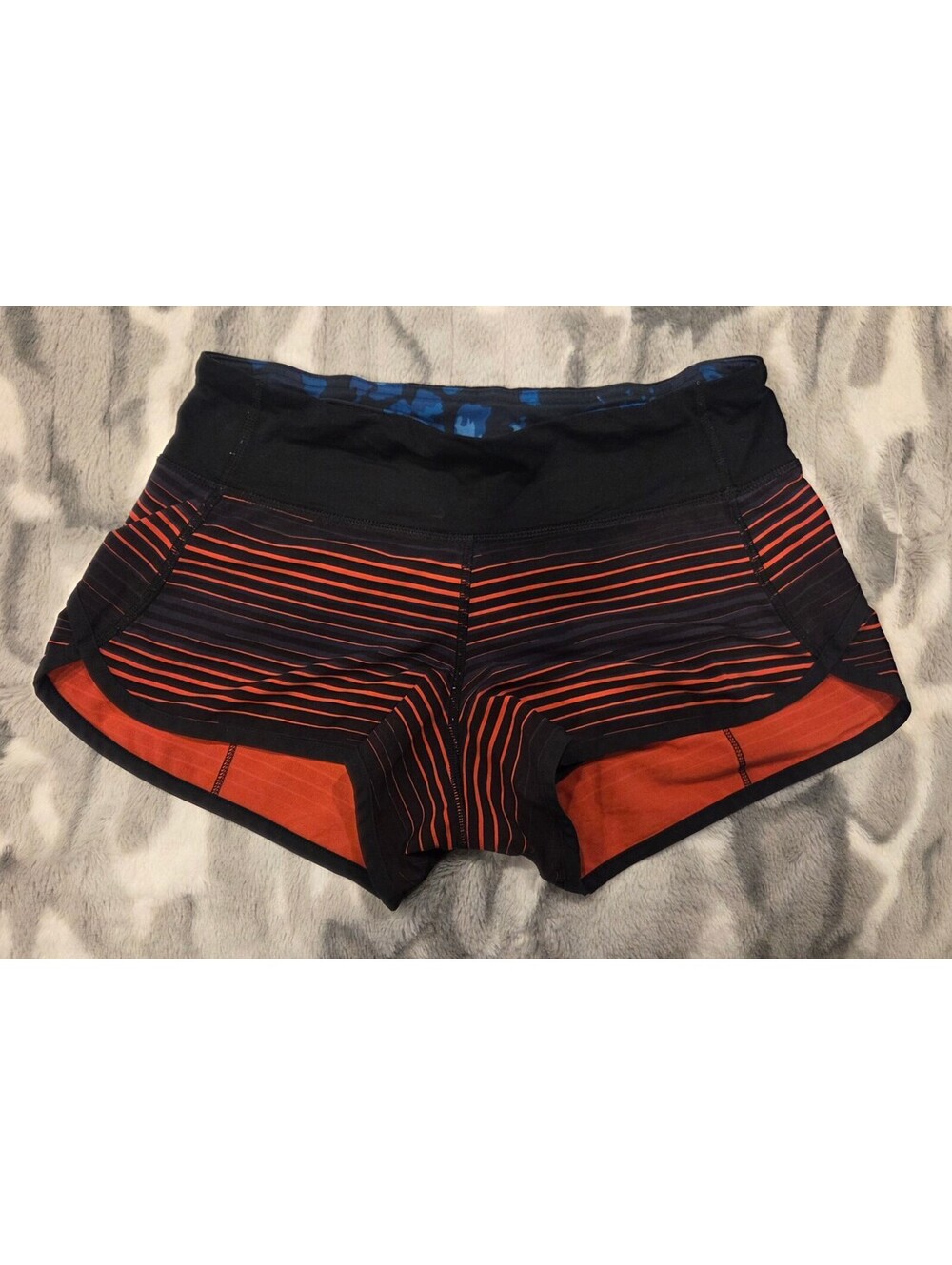 Lululemon Women's Athletic Shorts Size 2 Black and Orange Striped